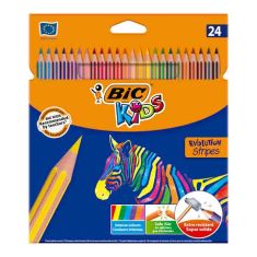 CRAYON DE COULEUR DE 24 GM BIC EVOLUTION STRIPES