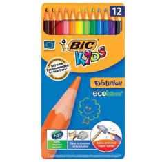 BOITE METAL 12 CRAYONS DE COULEUR EVOLUTION -BIC KIDS